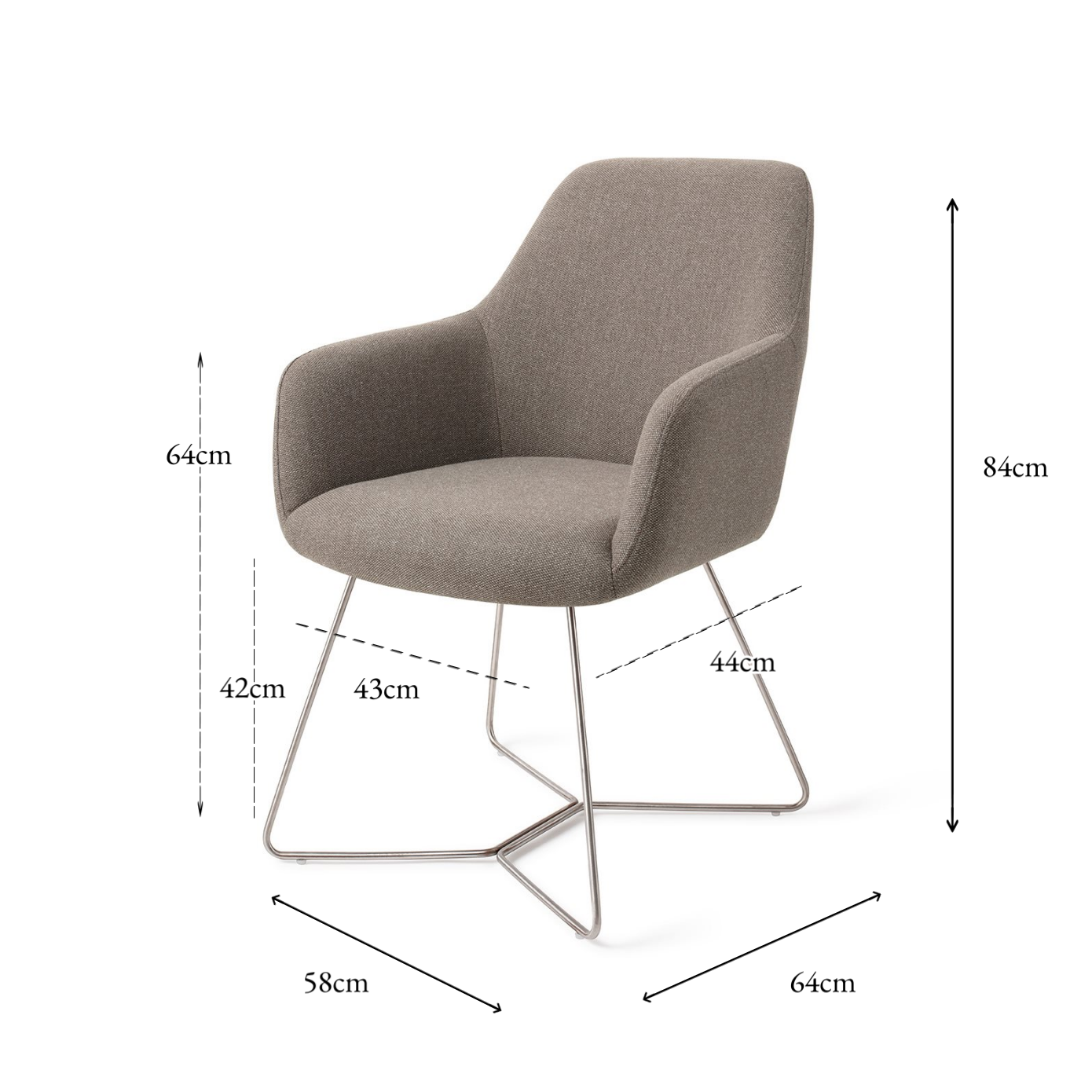 Hiroo Dining Chair Foggy Fusion Beehive Steel