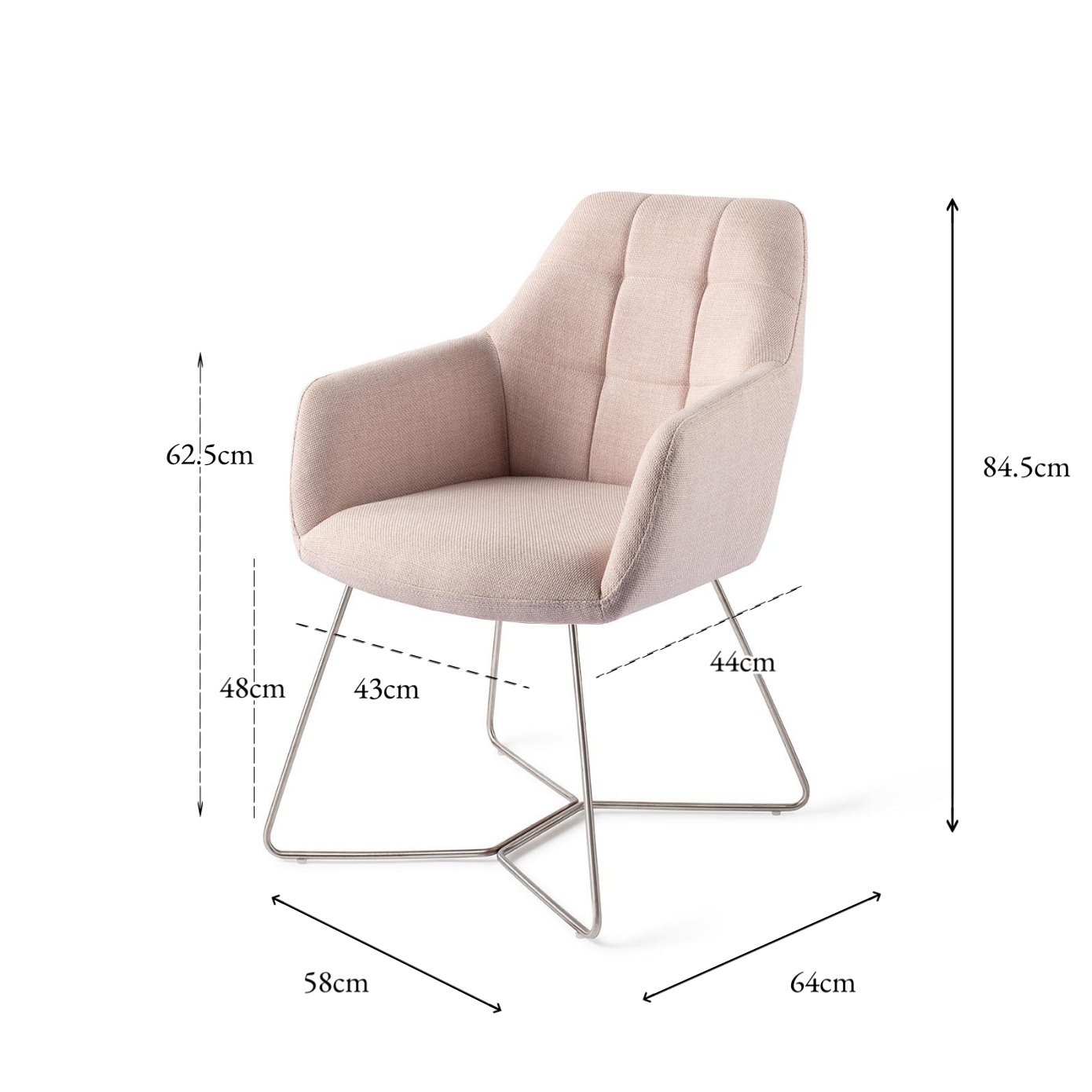 Noto Dining Chair Petal Pink Beehive Steel