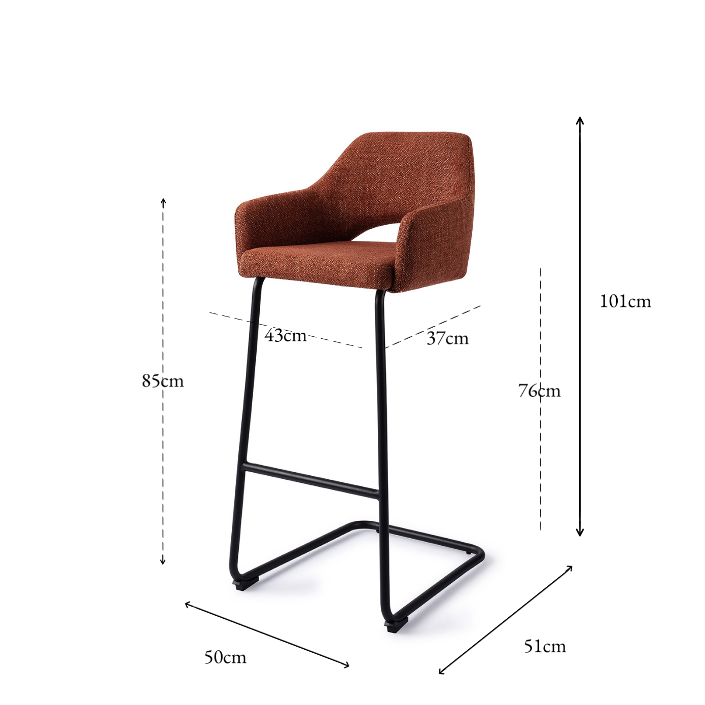 Yanai Bar Chair Tuscan Terra Arch Bar (75 cm)