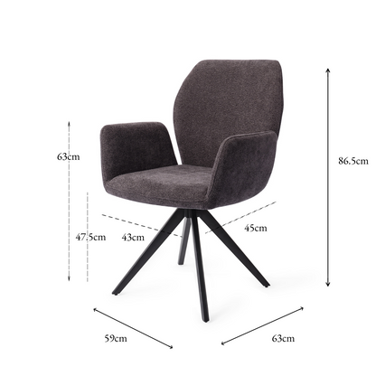 Misaki Dining Chair Almost Black Turn Black