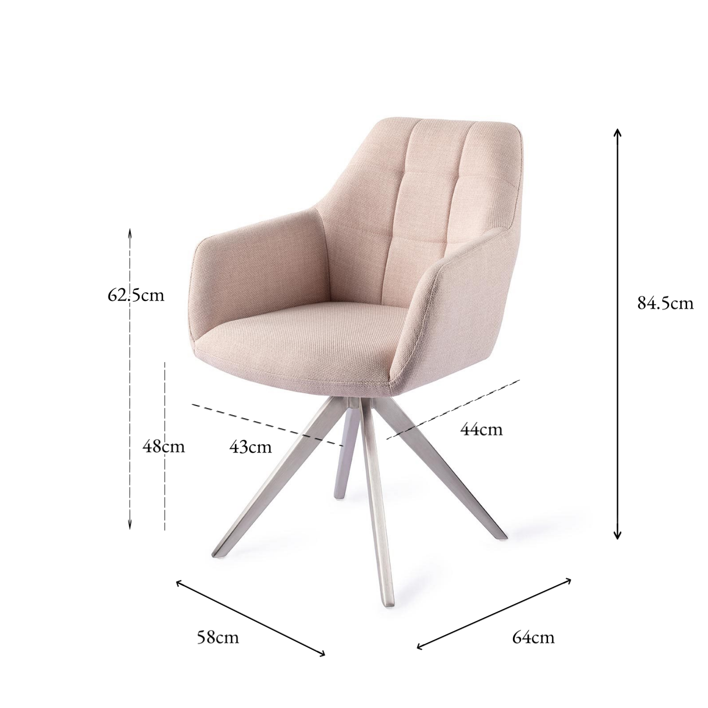 Noto Dining Chair Petal Pink Turn Steel