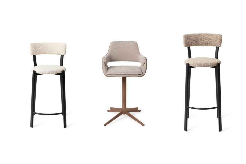 three bar chairs without armrests on white background