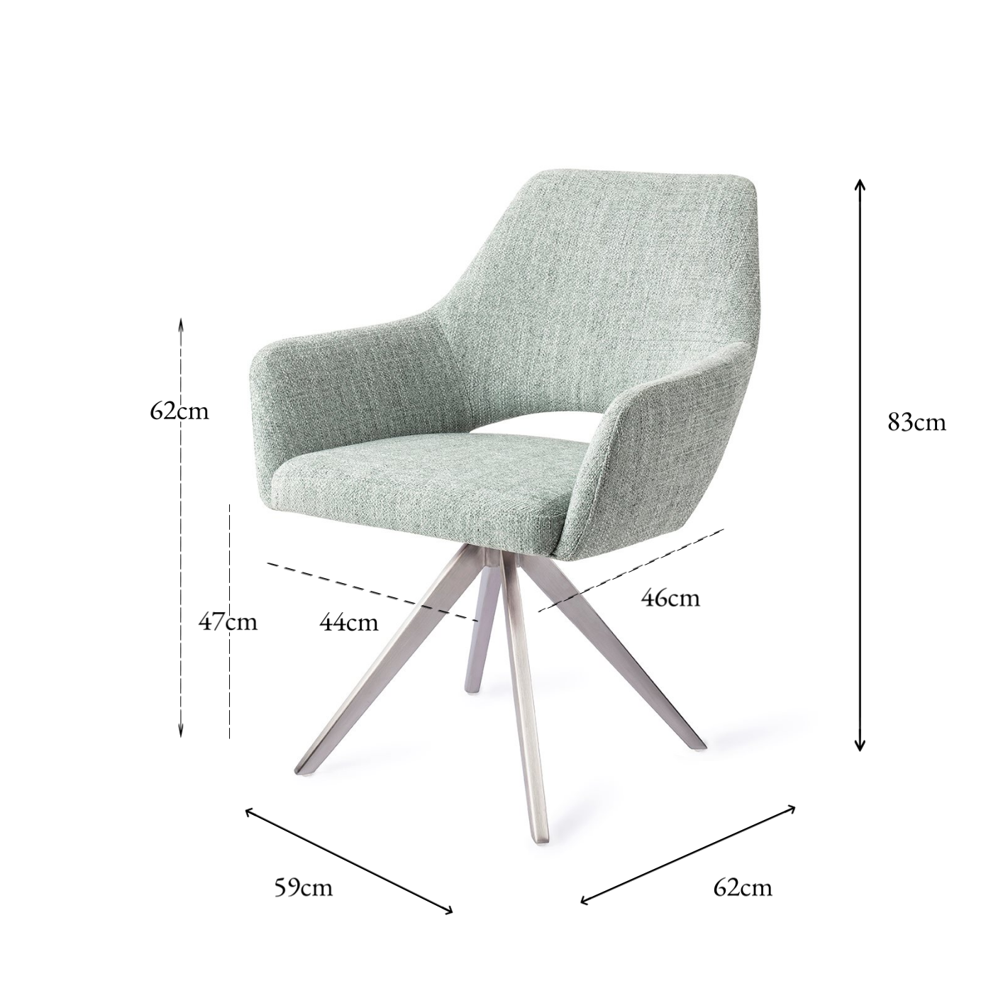 Yanai Dining Chair Soft Sage Turn Steel