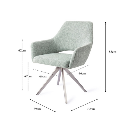 Yanai Dining Chair Soft Sage Turn Steel