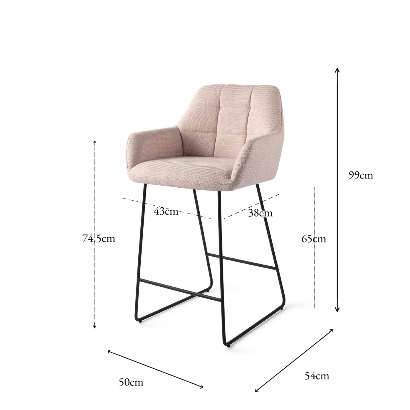 Noto Bar Chair Petal Pink Slide Counter (65 cm)