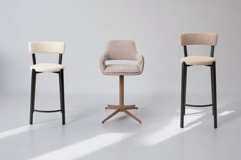 three ready-made bar chairs on a white background