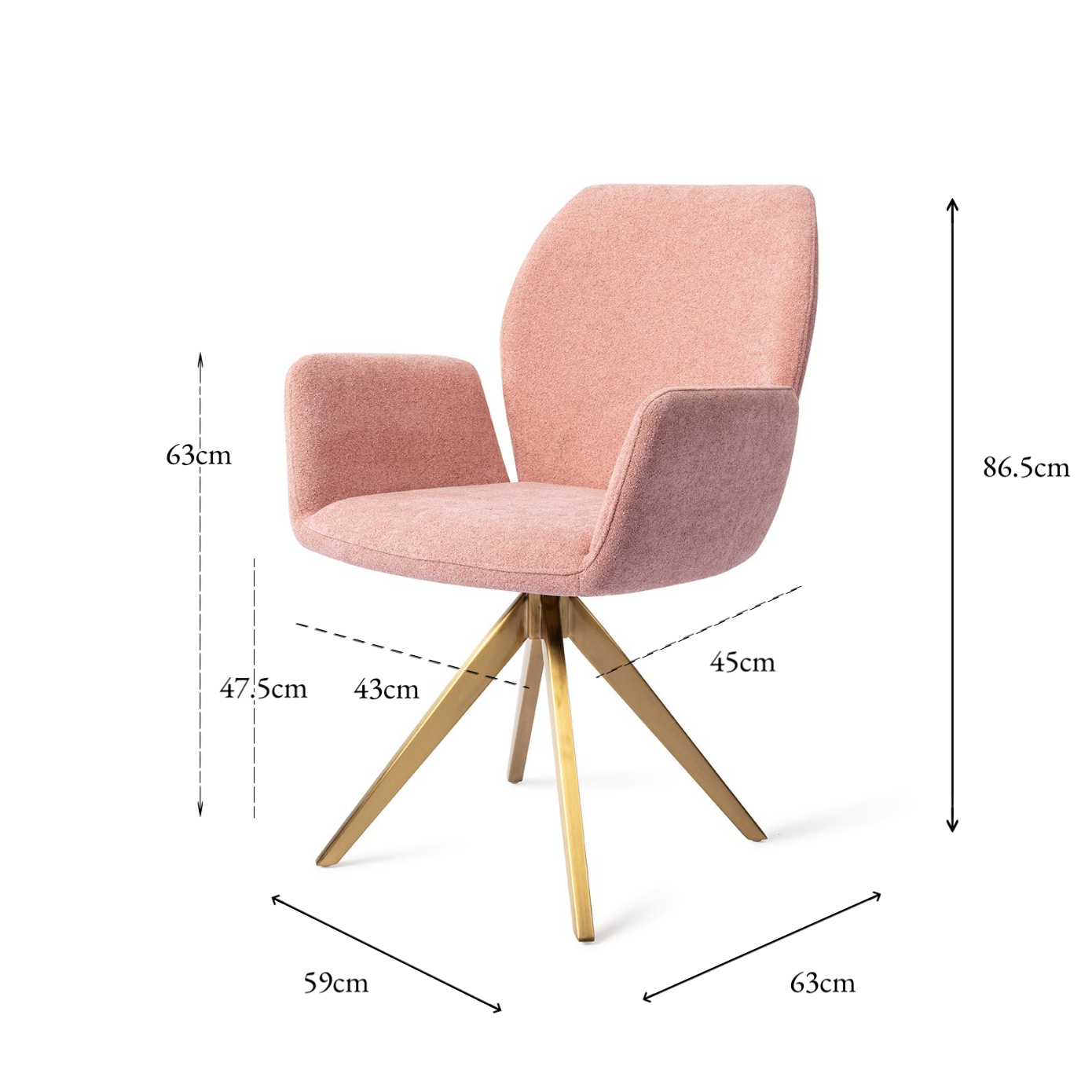 Misaki Dining Chair Anemone Turn Gold