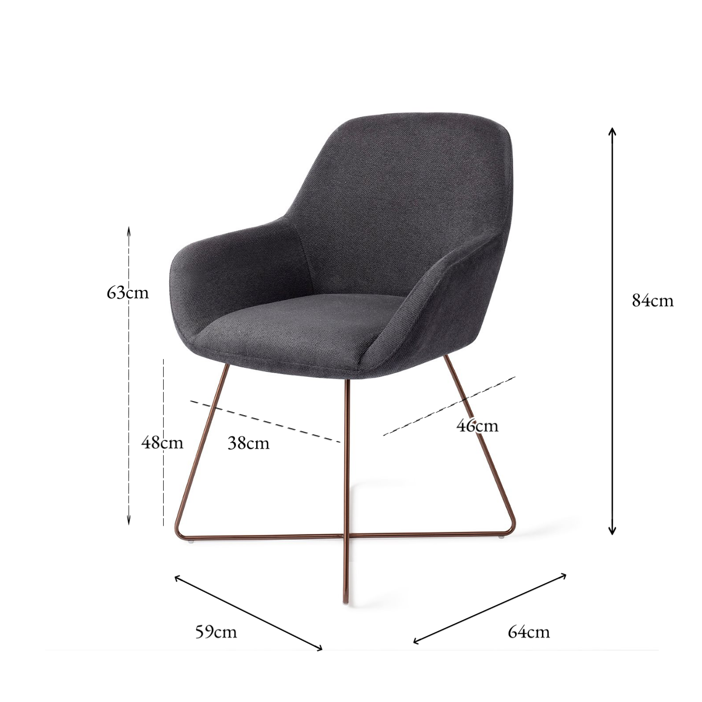 Kushi Dining Chair Black-Out Cross Rose