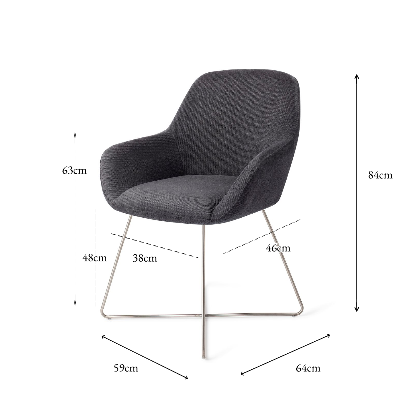 Kushi Dining Chair Black-Out Cross Steel