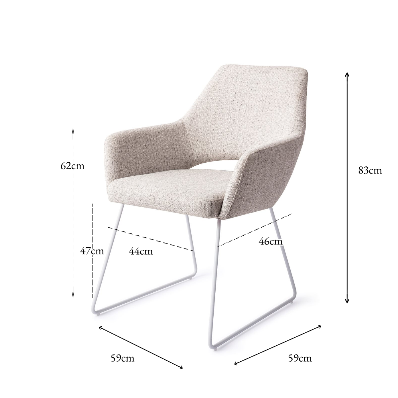 Yanai Dining Chair Pigeon Slide White