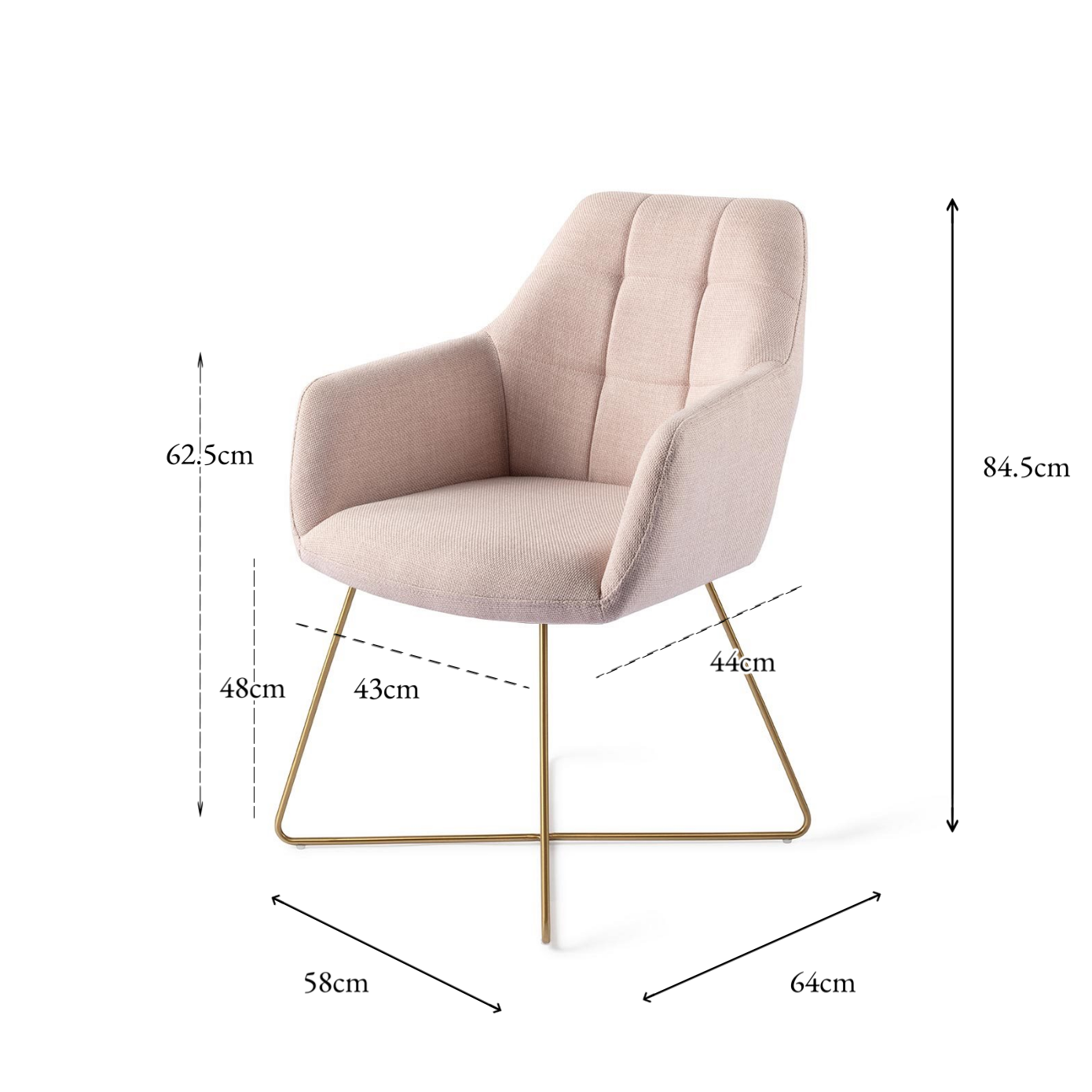 Noto Dining Chair Petal Pink Cross Gold