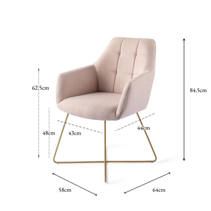 Noto Dining Chair Petal Pink Cross Gold