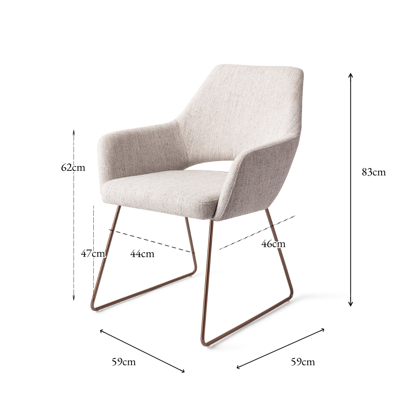 Yanai Dining Chair Pigeon Slide Rose