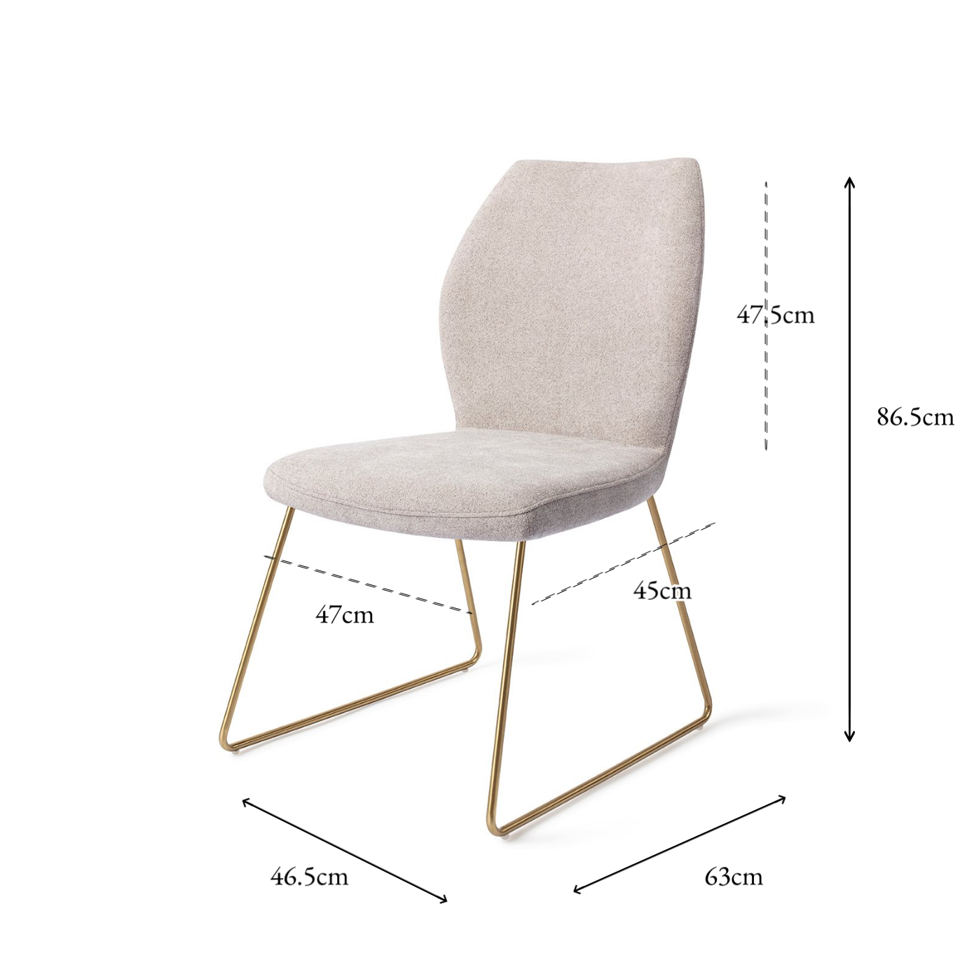 Ikata Dining Chair Pretty Plaster Slide Gold