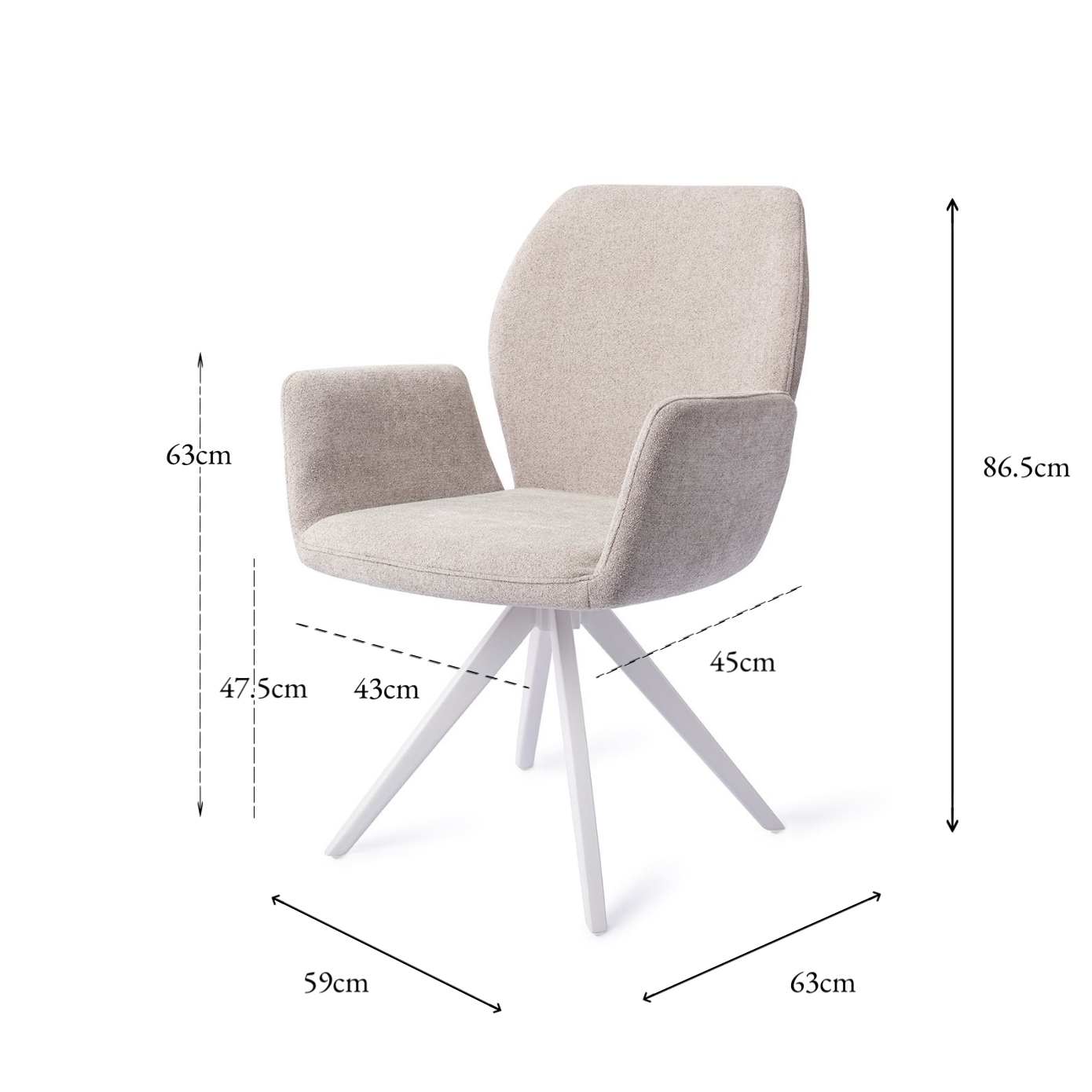 Misaki Dining Chair Pretty Plaster Turn White