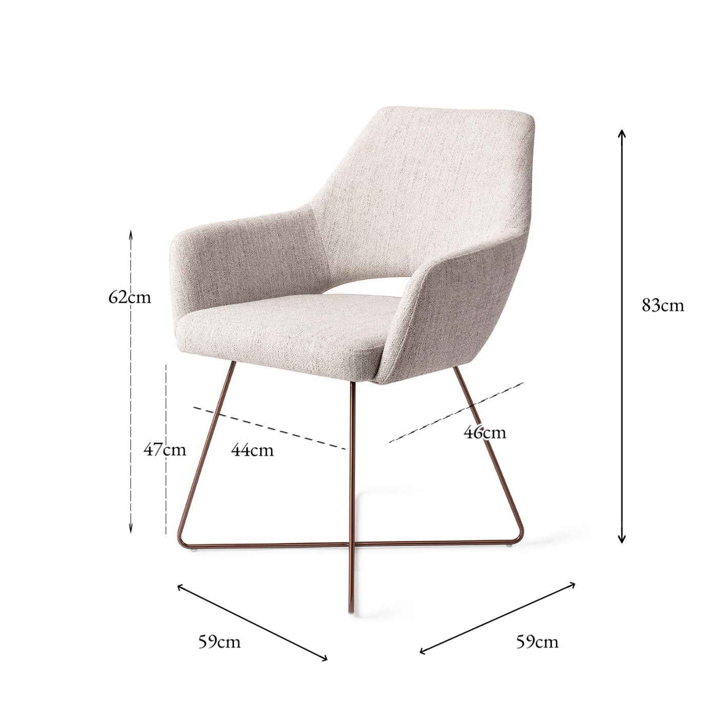 Yanai Dining Chair Pigeon Cross Rose