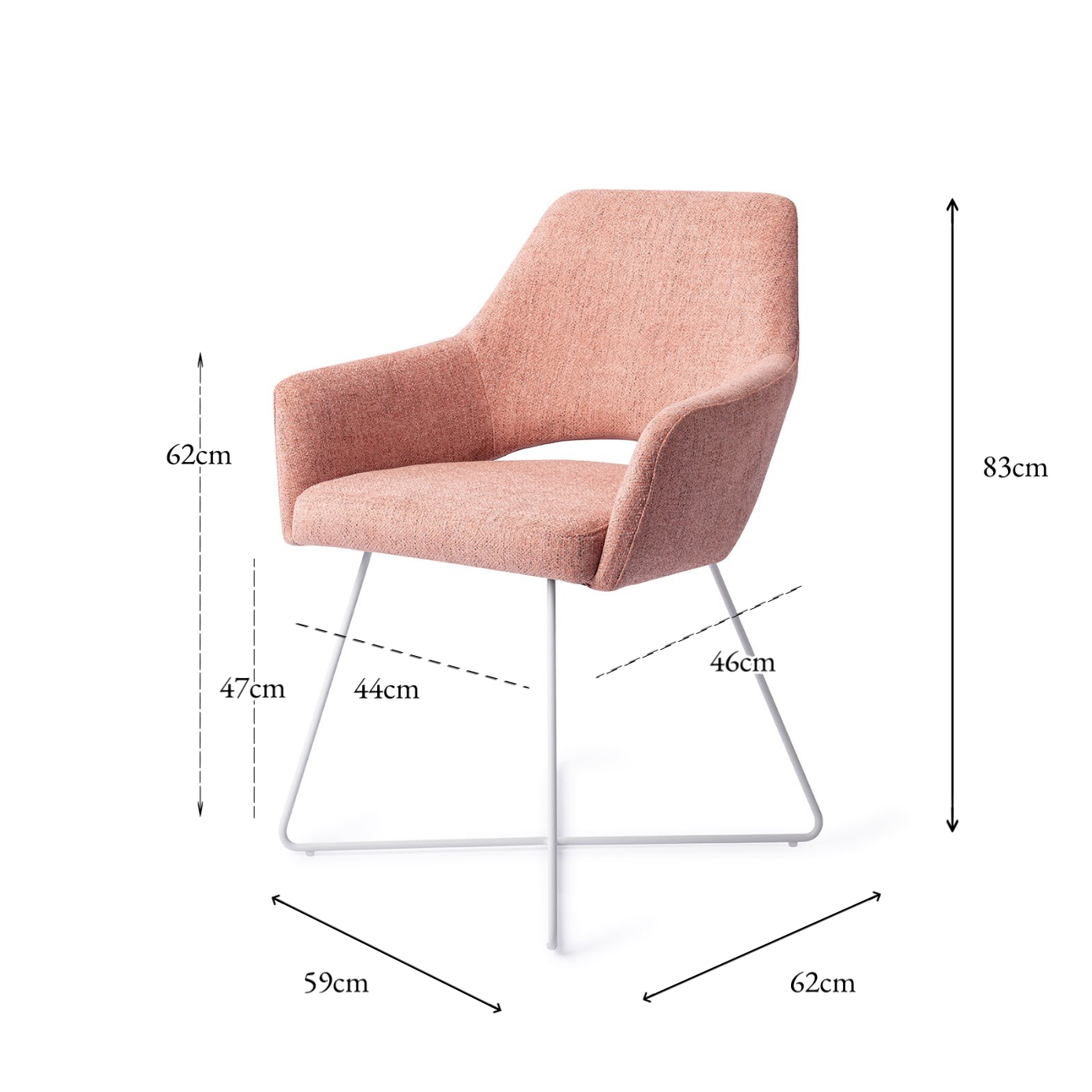 Yanai Dining Chair Pink Punch Cross White