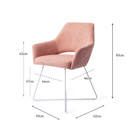 Yanai Dining Chair Pink Punch Cross White