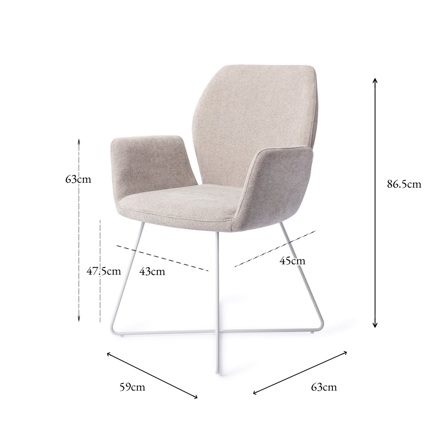 Misaki Dining Chair Pretty Plaster Cross White