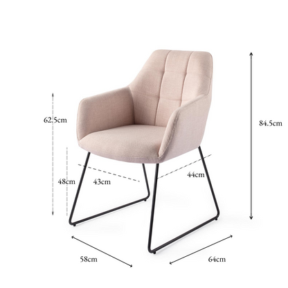 Noto Dining Chair Petal Pink Slide Black