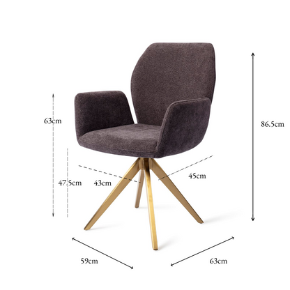 Misaki Dining Chair Almost Black Turn Gold