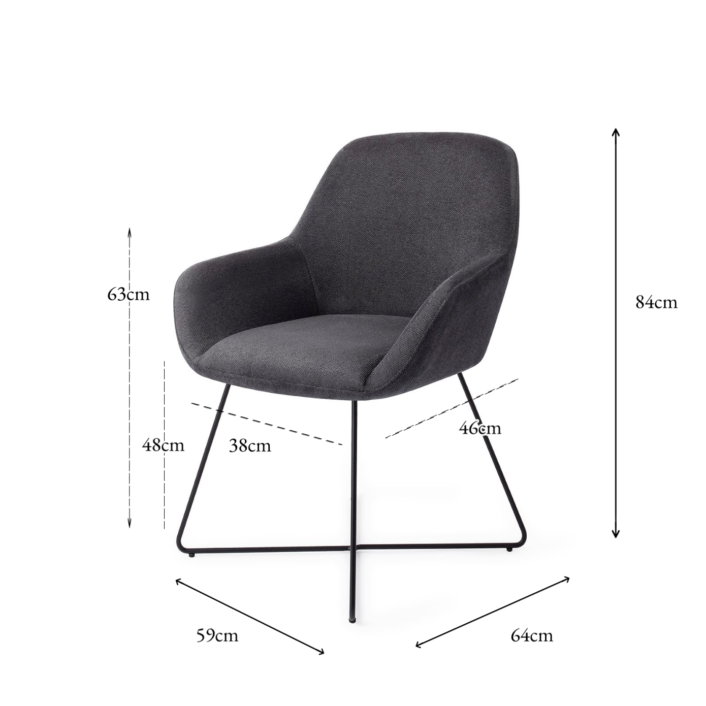 Kushi Dining Chair Black-Out Cross Black