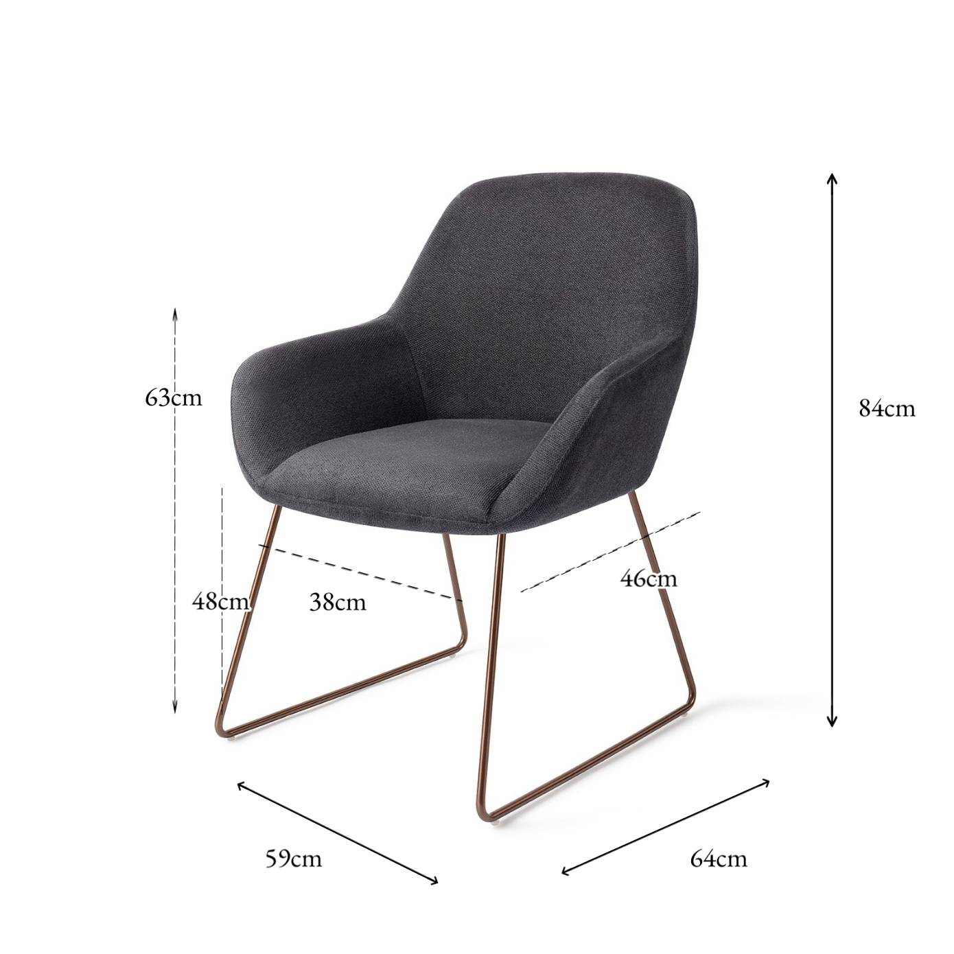 Kushi Dining Chair Black-Out Slide Rose