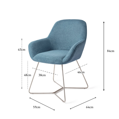 Kushi Dining Chair Ocean Eyes Beehive Steel