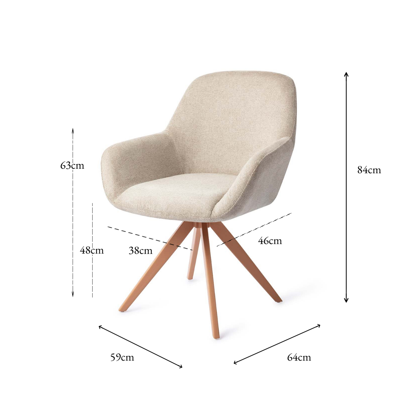 Kushi Dining Chair Ivory Ivy Turn Peach