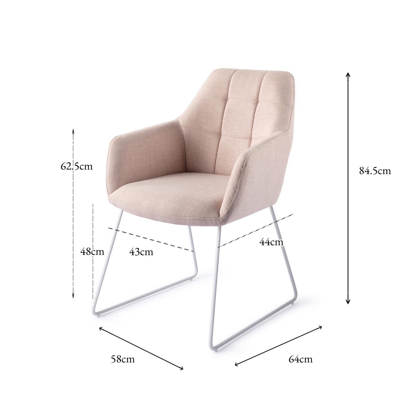 Noto Dining Chair Petal Pink Slide White