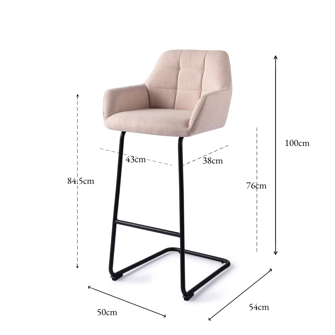 Noto Bar Chair Petal Pink Arch Bar (75 cm)