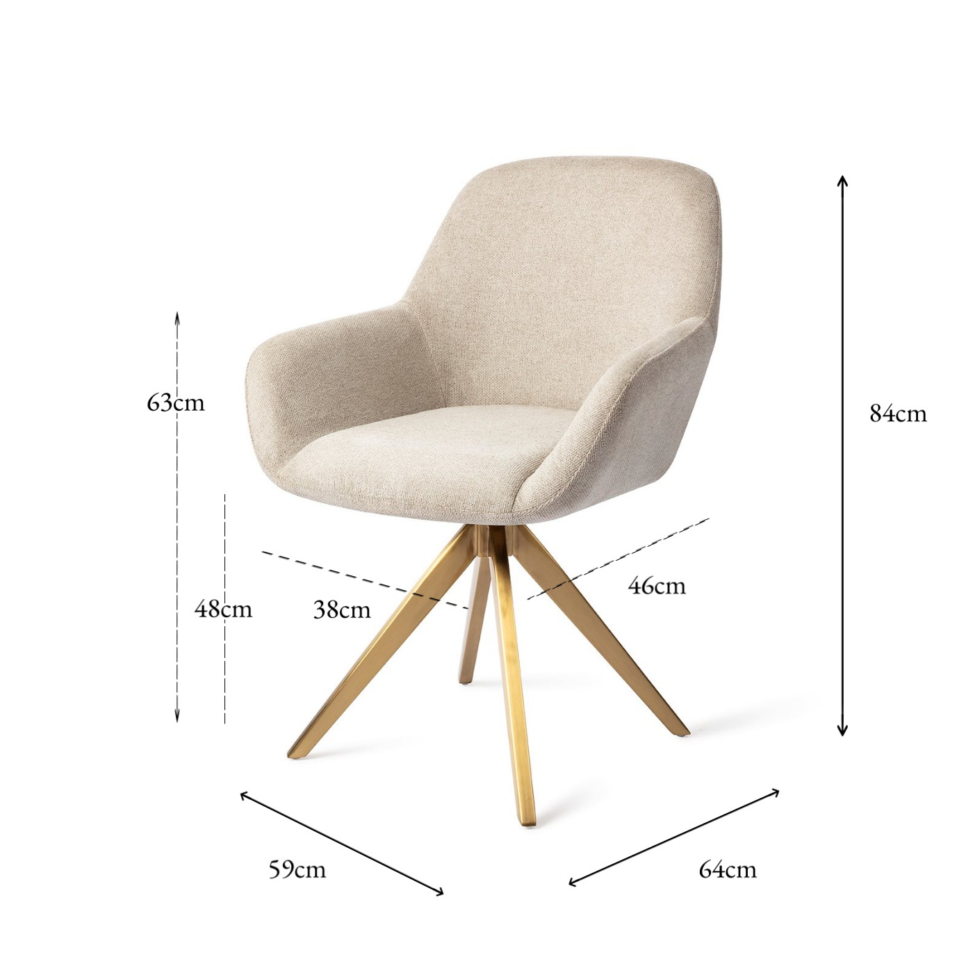 Kushi Dining Chair Ivory Ivy Turn Gold