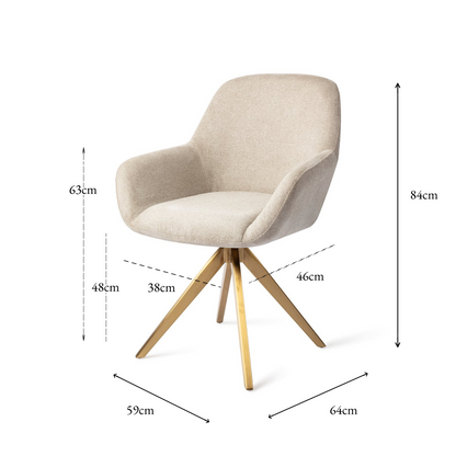 Kushi Dining Chair Ivory Ivy Turn Gold