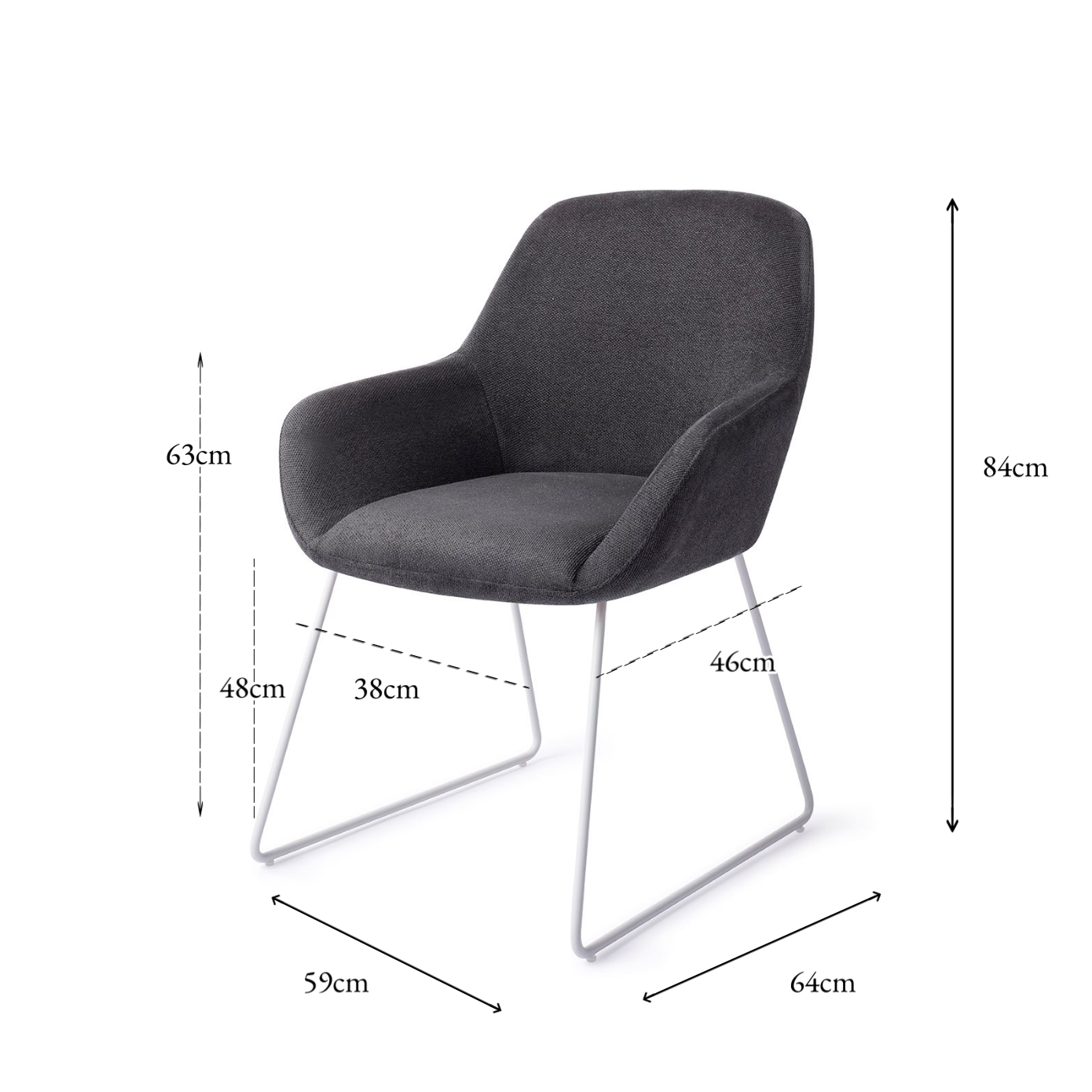 Kushi Dining Chair Black-Out Slide White