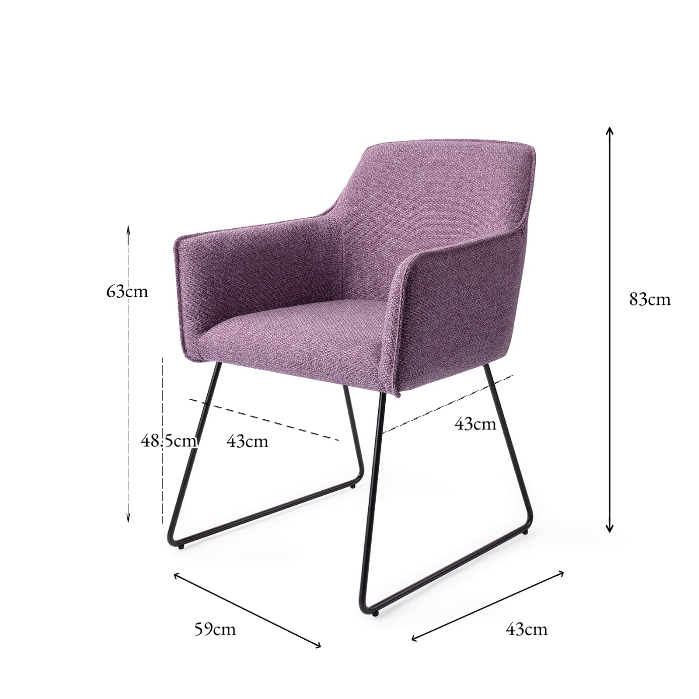 Hofu Dining Chair Violet Daisy Slide Black