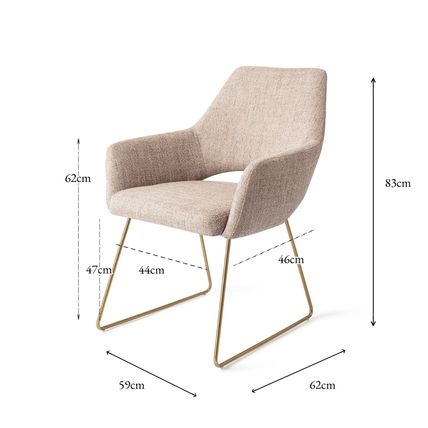 Yanai Dining Chair Biscuit Beach Slide Gold