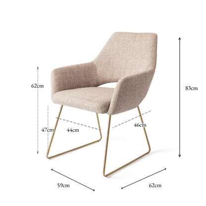 Yanai Dining Chair Biscuit Beach Slide Gold