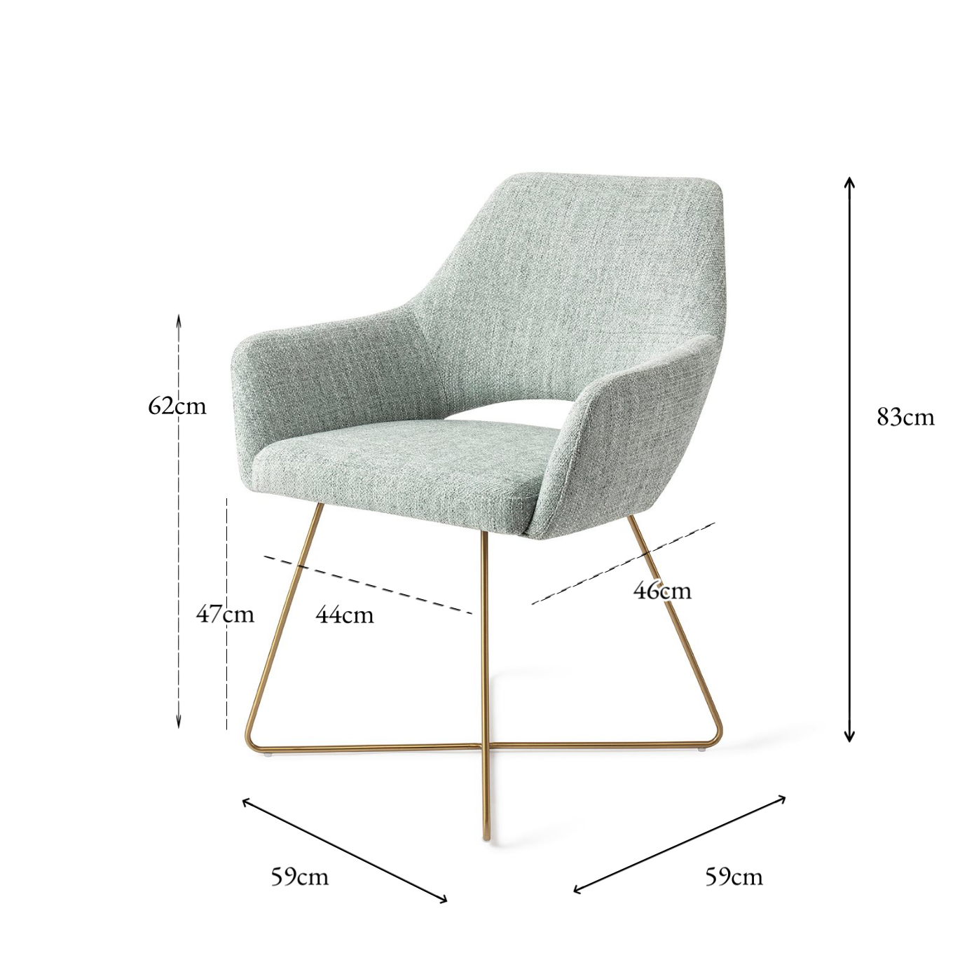 Yanai Dining Chair Soft Sage Cross Gold