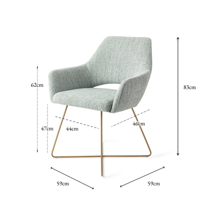 Yanai Dining Chair Soft Sage Cross Gold