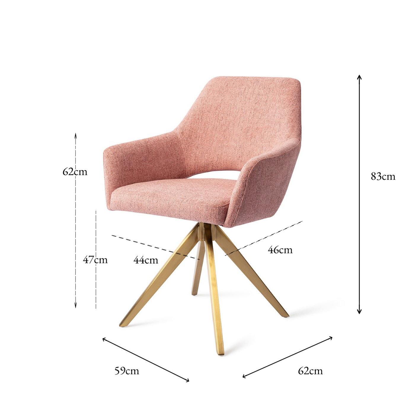 Yanai Dining Chair Pink Punch Turn Gold