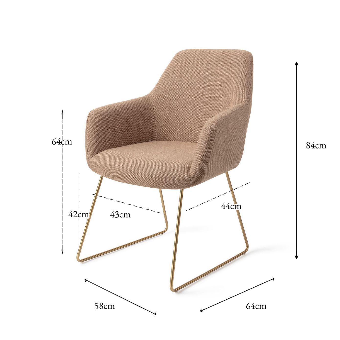 Hiroo Dining Chair Whisper Wheat Slide Gold