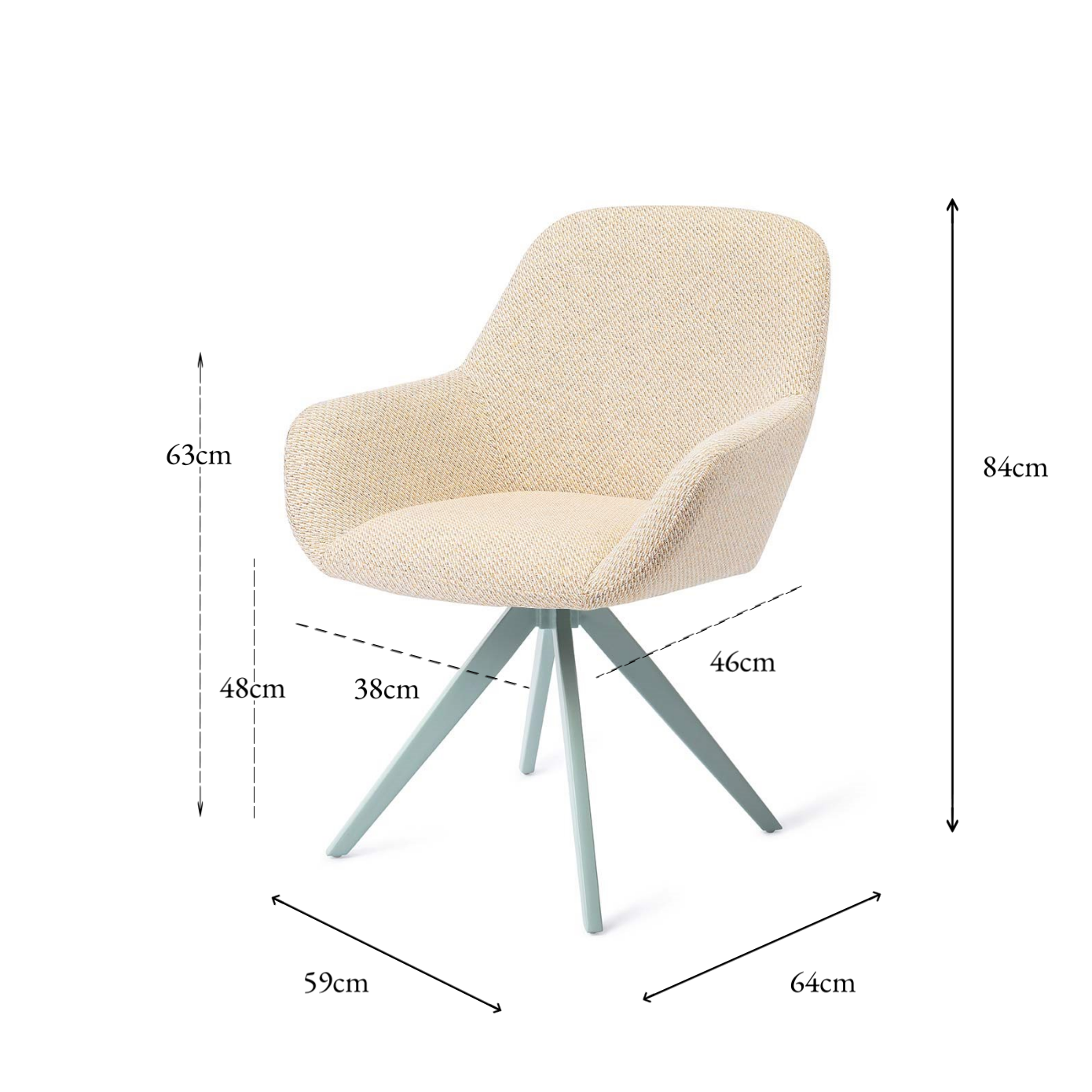 Kushi Dining Chair Trouty Tinge Turn Mint