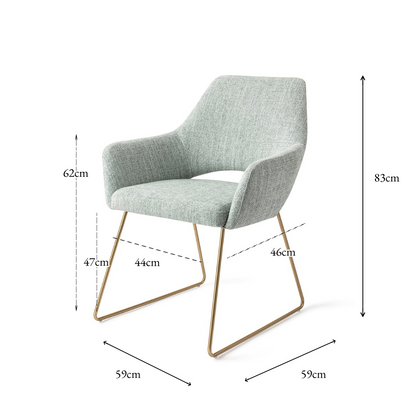 Yanai Dining Chair Soft Sage Slide Gold