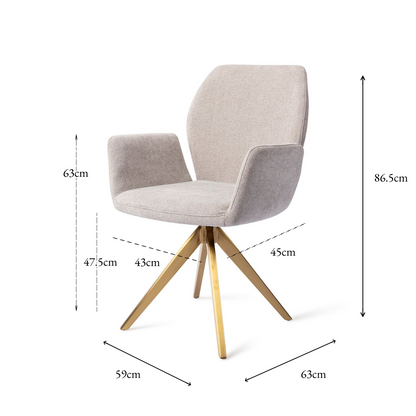 Misaki Dining Chair Pretty Plaster Turn Gold