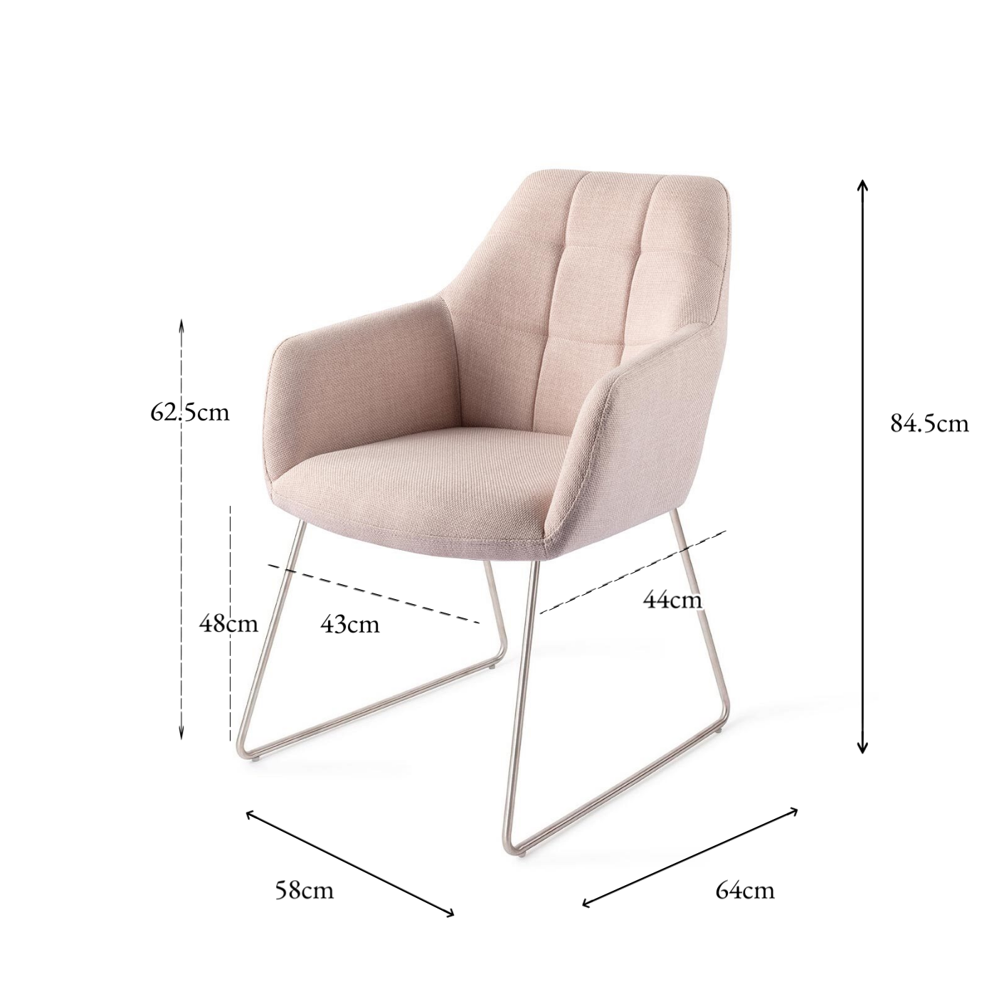 Noto Dining Chair Petal Pink Slide Steel