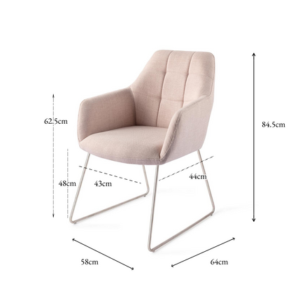 Noto Dining Chair Petal Pink Slide Steel