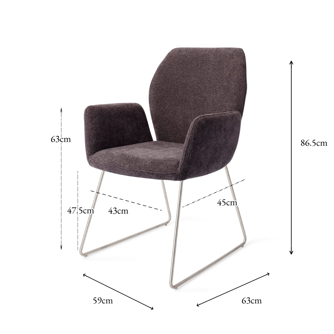 Misaki Dining Chair Almost Black Slide Steel