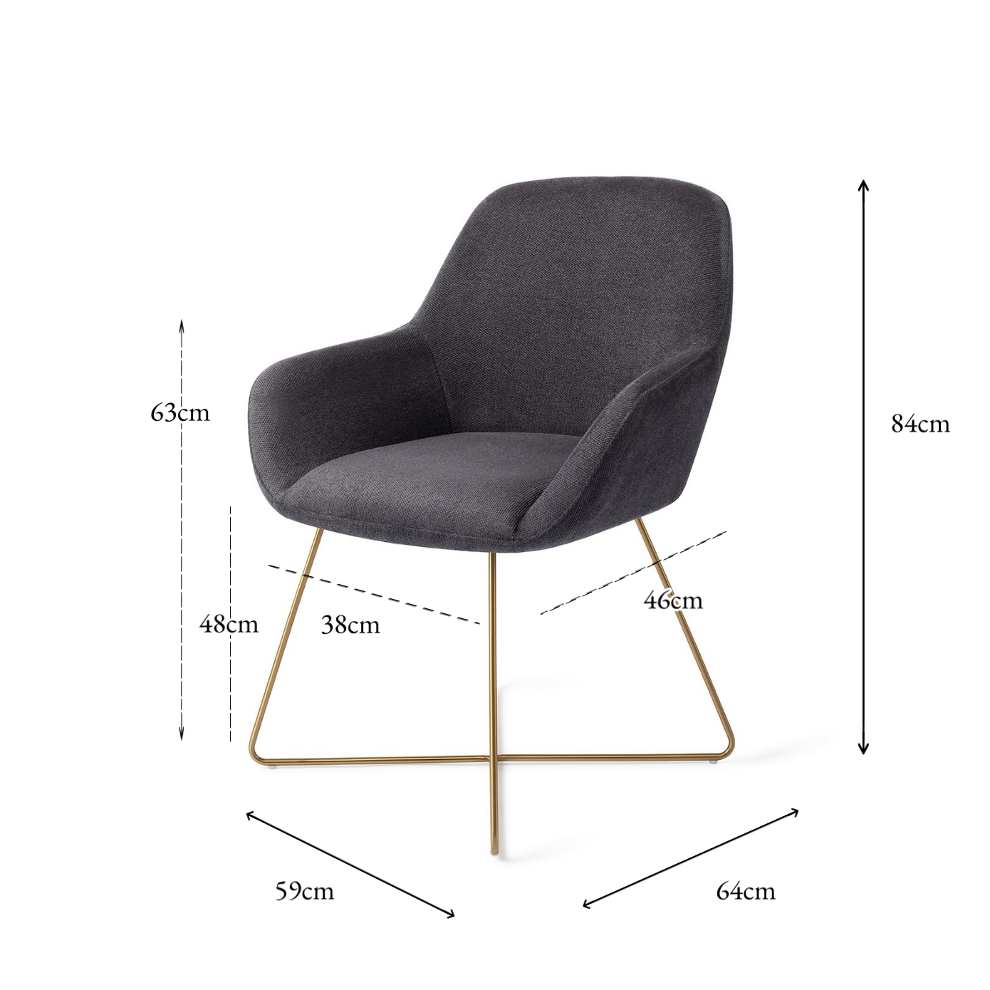 Kushi Dining Chair Black-Out Cross Gold