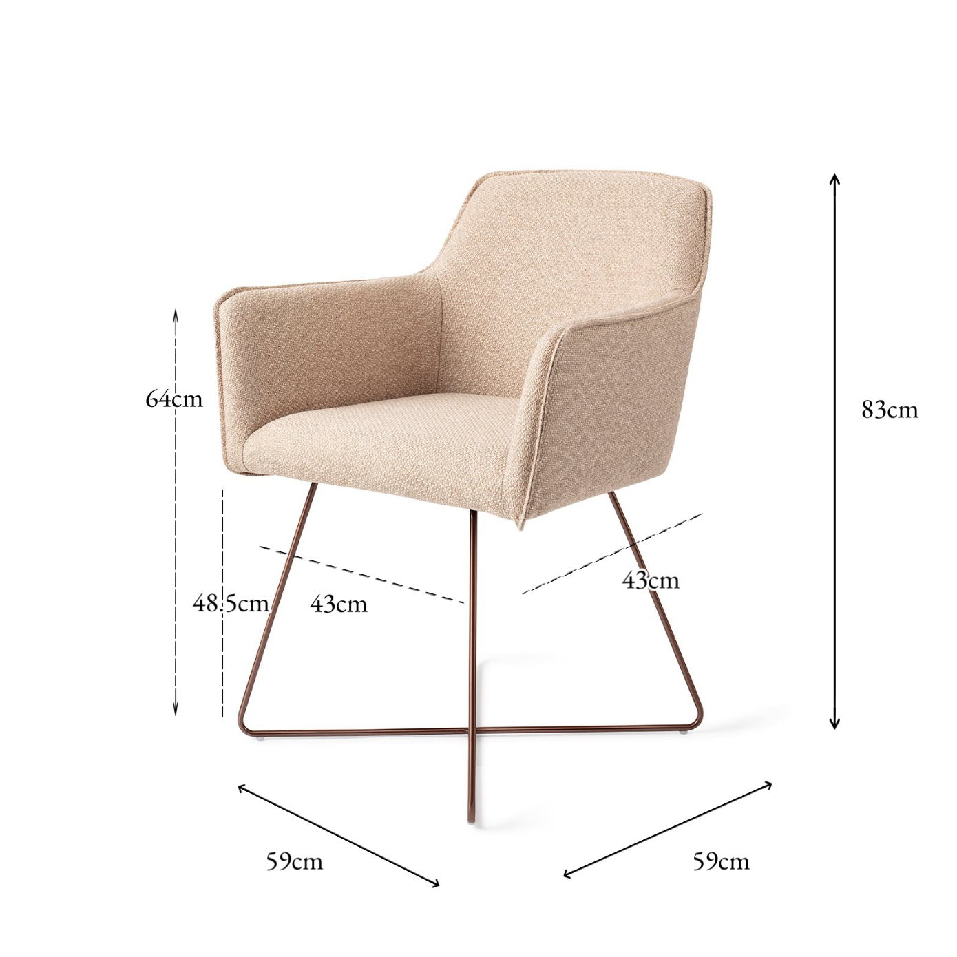 Hofu Dining Chair Wild Walnut Cross Rose