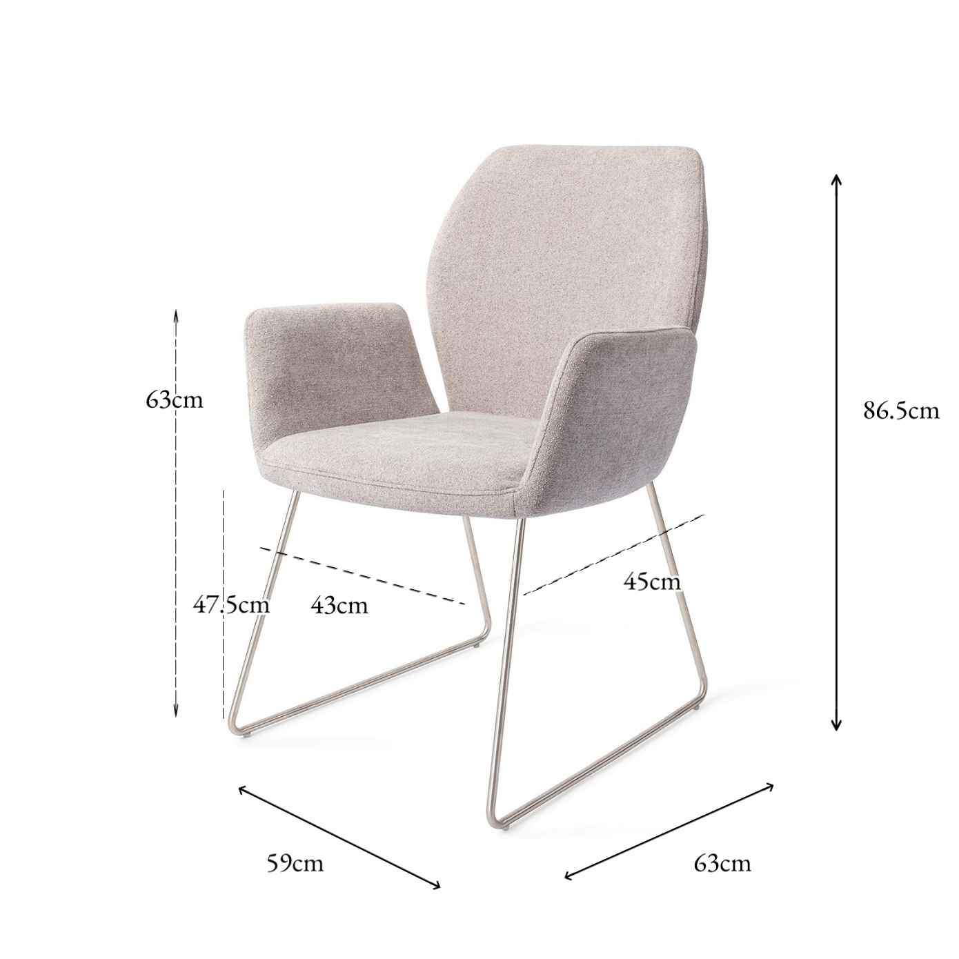 Misaki Dining Chair Pretty Plaster Slide Steel